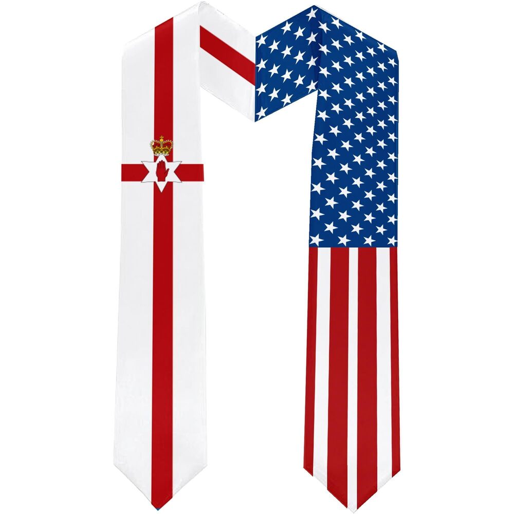 3587 2025 Ulster Flag and USA Flag Graduation Stole Graduation Sash